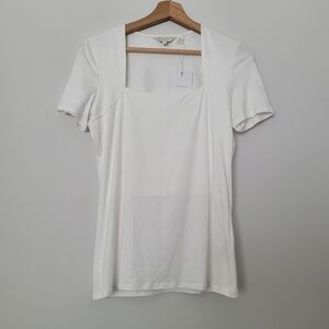 Ted Baker London Size 2  Gerbela White Women's Short Sleeve Square Neck Top NWT